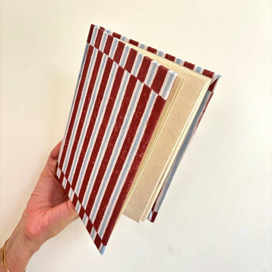 Casa Amarosa Handmade Paper Journal Notebook - Red and White