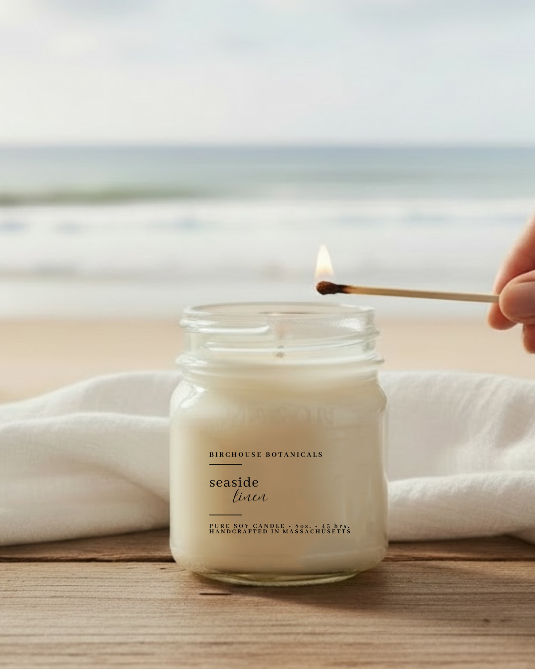 Birchouse Botanicals - Seaside Linen 8 oz. Soy Candle