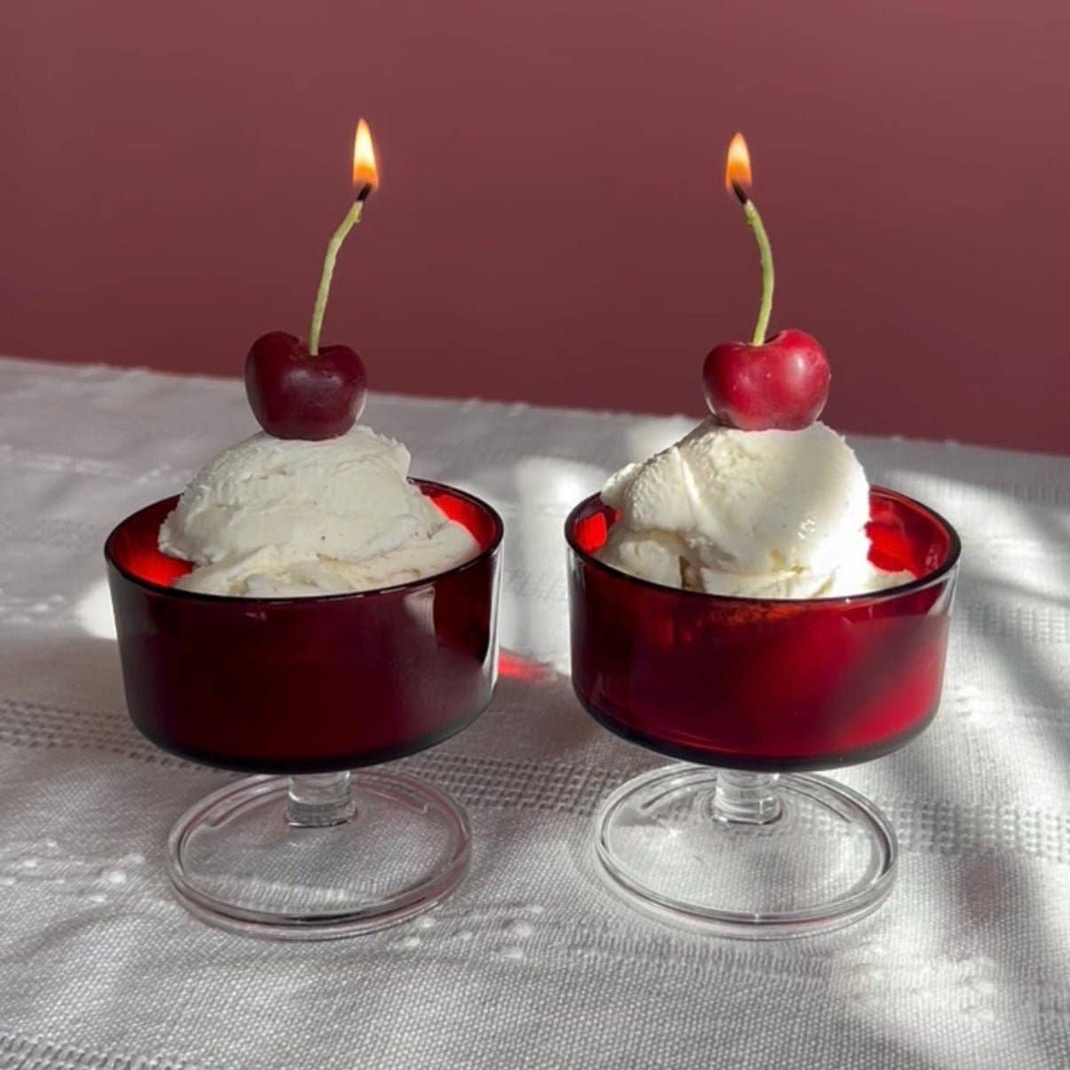 Happy Organics - Beeswax Dark Red Cherry Birthday Candle 10ct