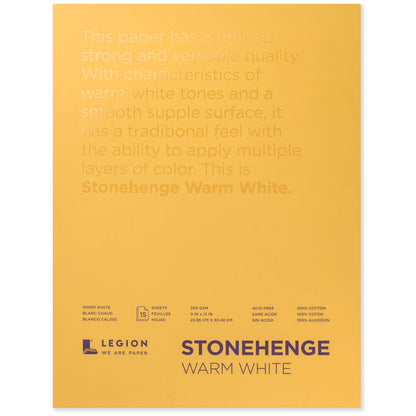 Legion Paper - Stonehenge Warm White Cotton Pad for Drawing, Pastel & Ink