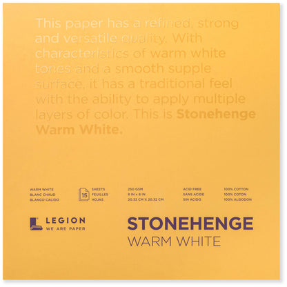 Legion Paper - Stonehenge Warm White Cotton Pad for Drawing, Pastel & Ink