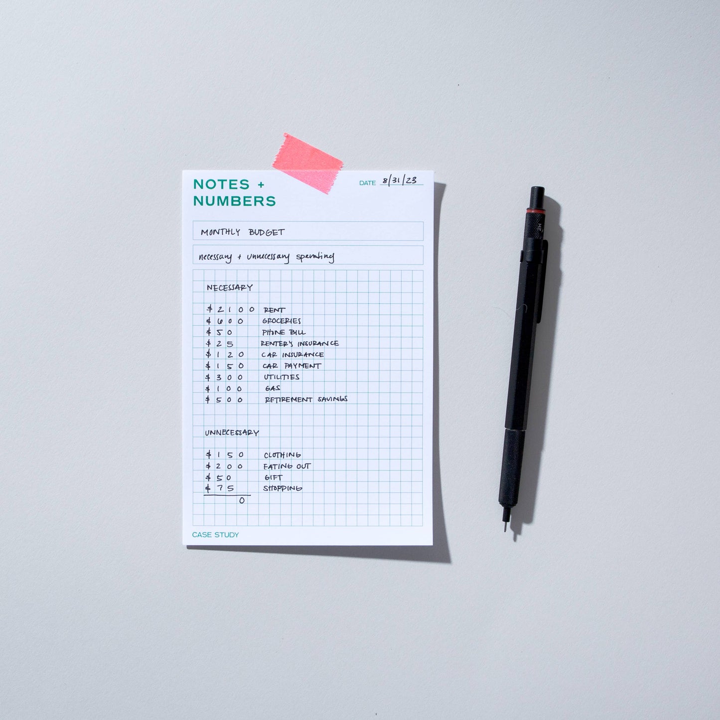 Case Study - Gridded Notepad – Tear-Off Pad for Notes, Lists & Sketches
