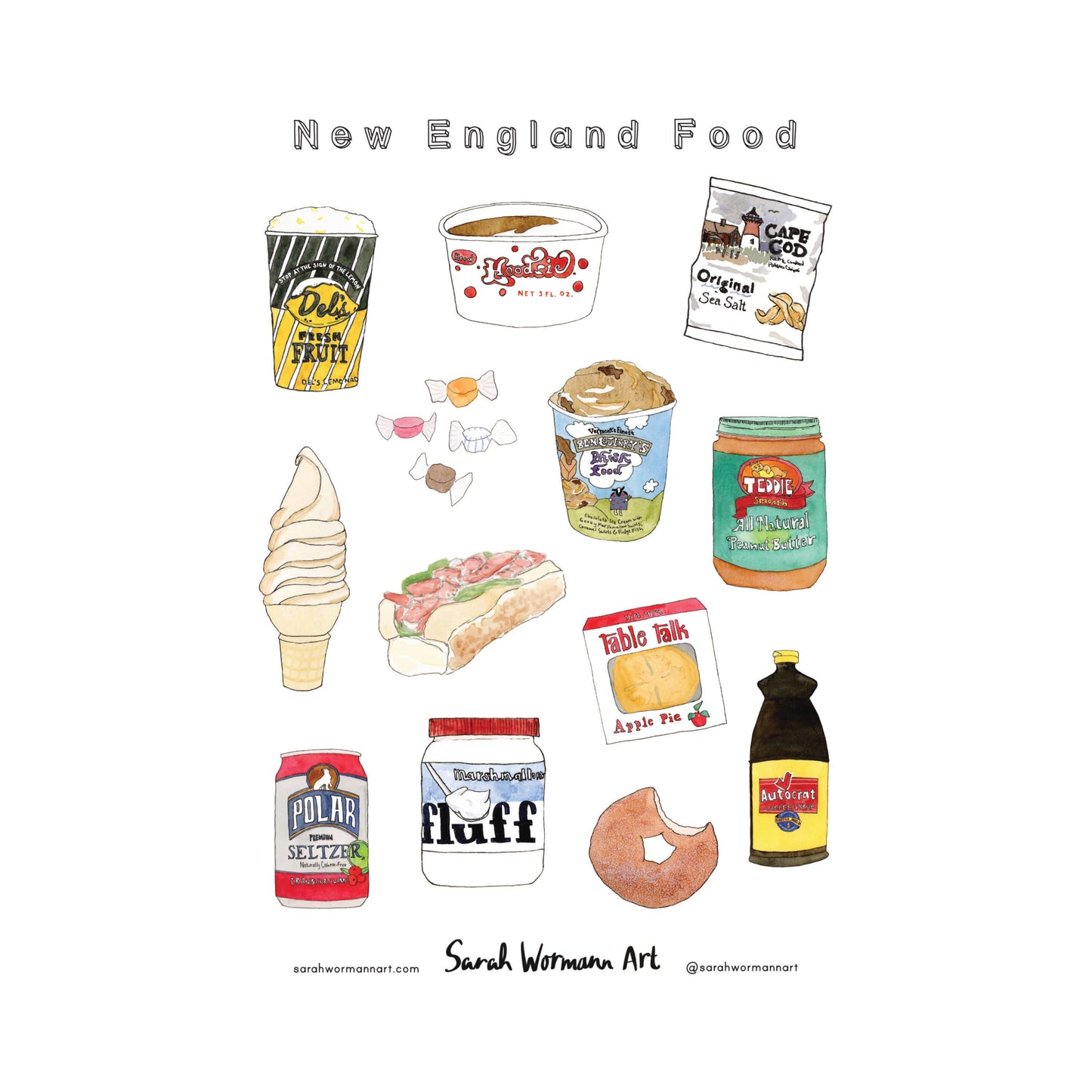Sarah Wormann Art - New England Foods Sticker Sheet