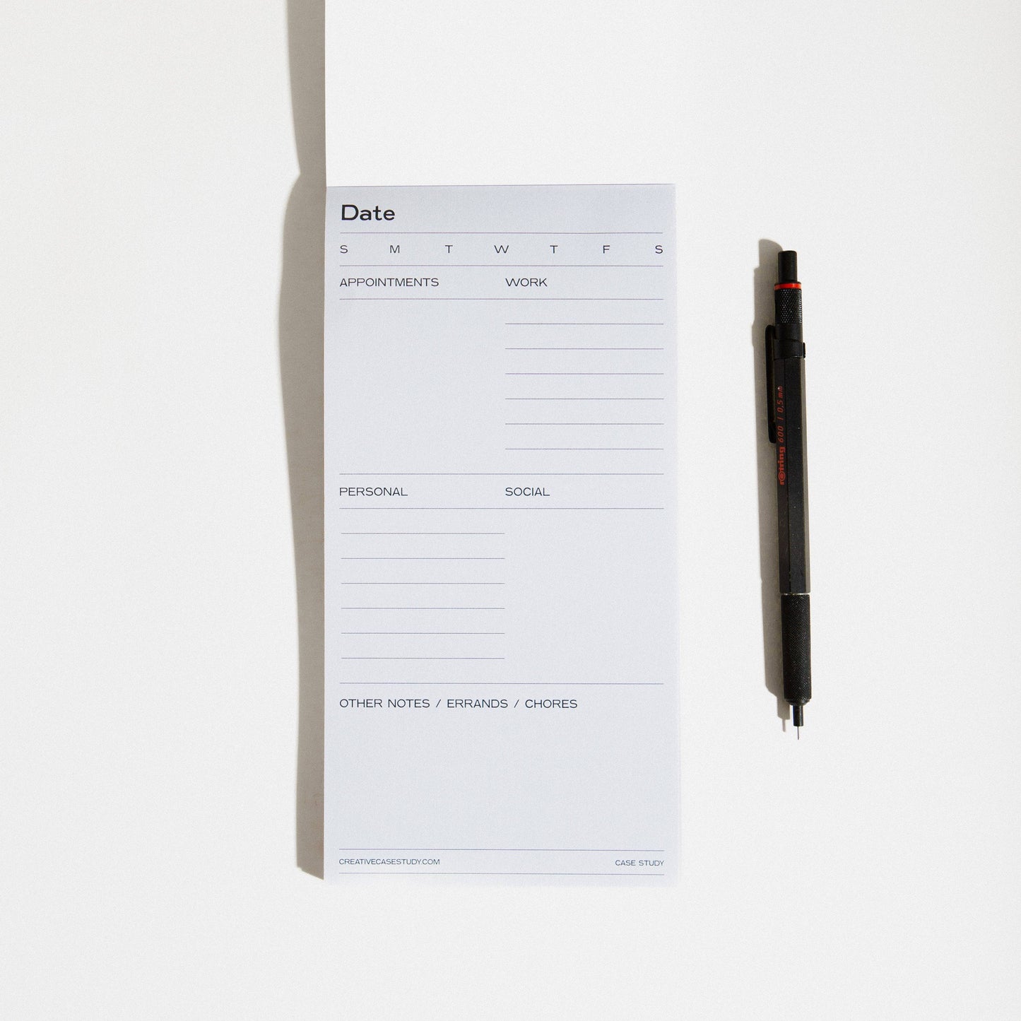 Case Study - Daily Task Notepad Planner - White/Grey