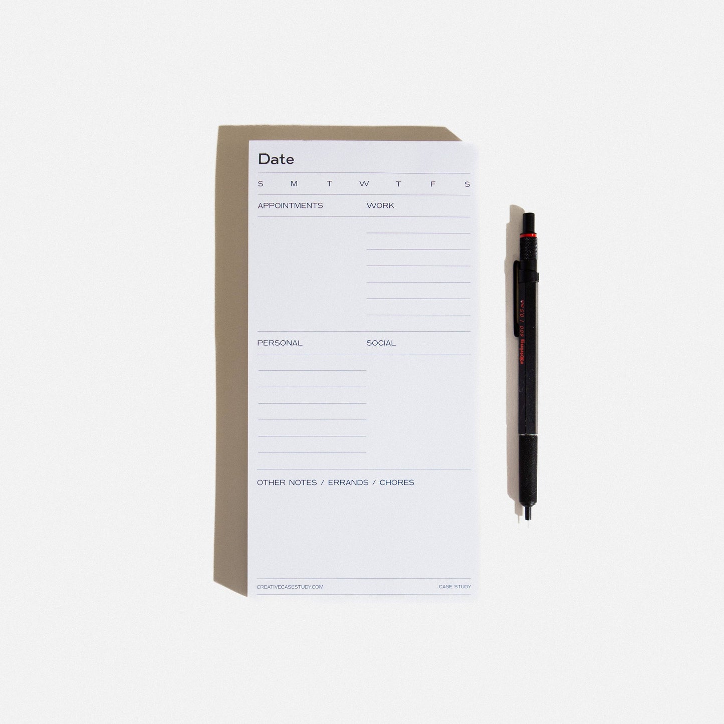 Case Study - Daily Task Notepad Planner - White/Grey