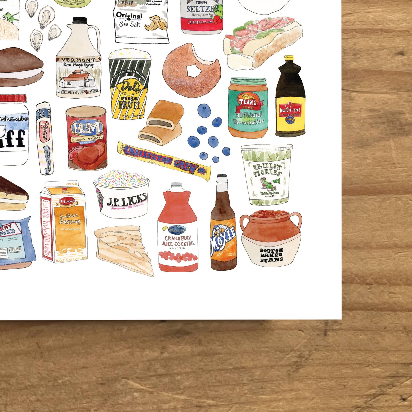Sarah Wormann Art - Local New England Foods - Art Print - Fluff & More