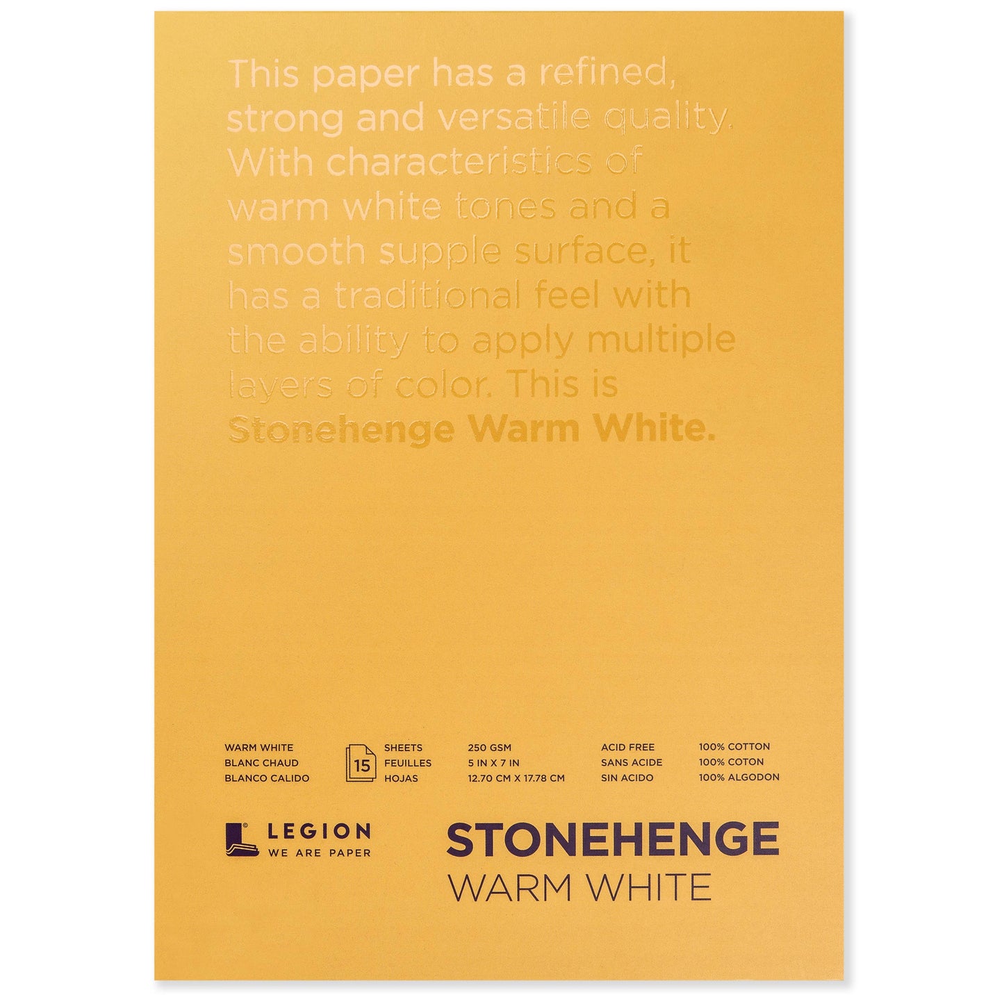 Legion Paper - Stonehenge Warm White Cotton Pad for Drawing, Pastel & Ink