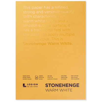 Legion Paper - Stonehenge Warm White Cotton Pad for Drawing, Pastel & Ink
