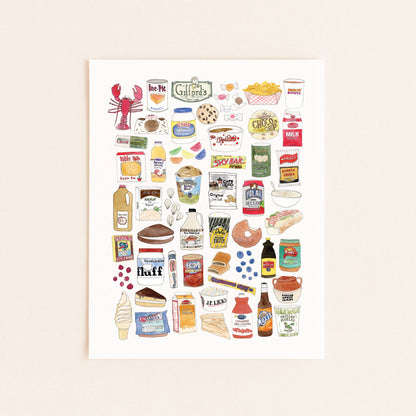 Sarah Wormann Art - Local New England Foods - Art Print - Fluff & More