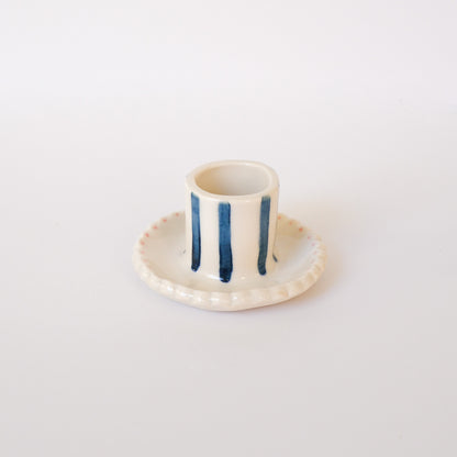 Blue Stripe Candle Holder