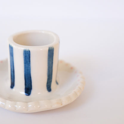 Blue Stripe Candle Holder