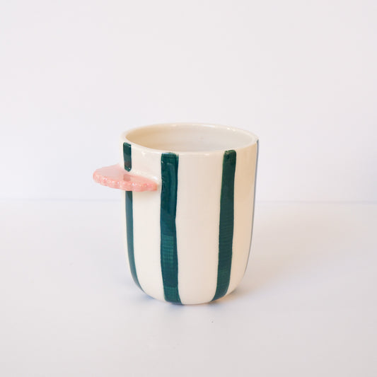 Teal Stripe Nubby Cup