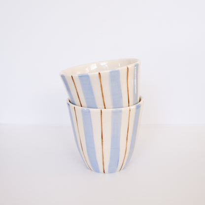 Blue and Brown Stripe Cup