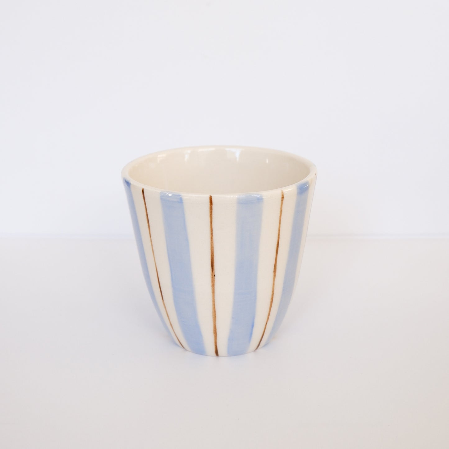 Blue and Brown Stripe Cup