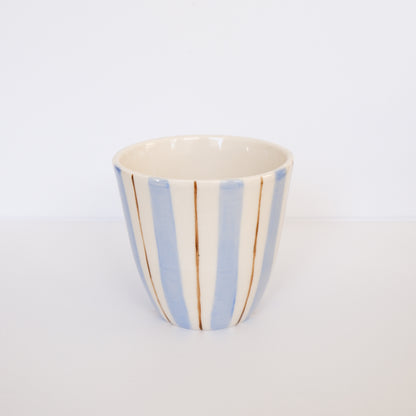 Blue and Brown Stripe Cup