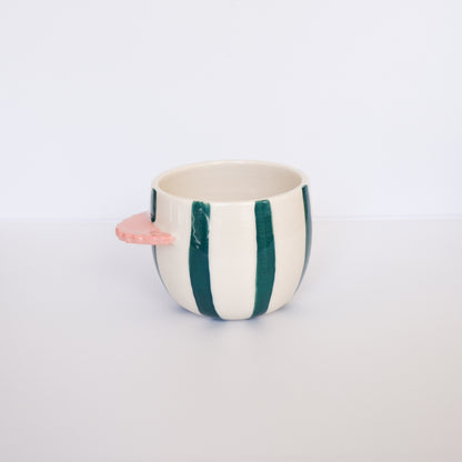 Teal Stripe Nubby Cup