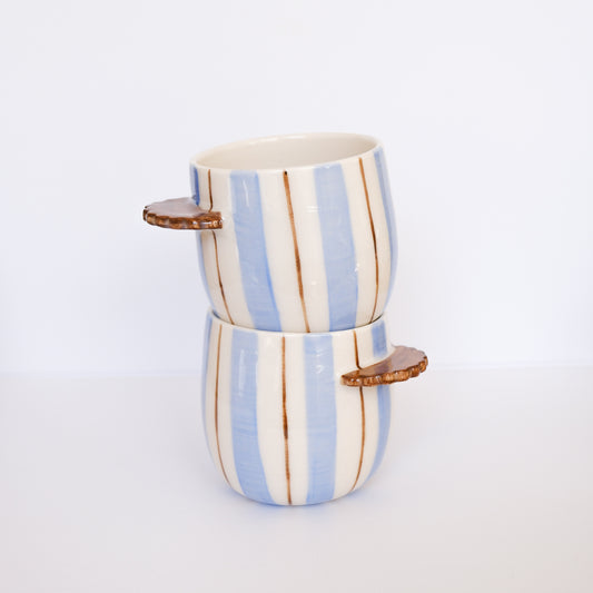 Blue & Brown Stripe Nubby Cup