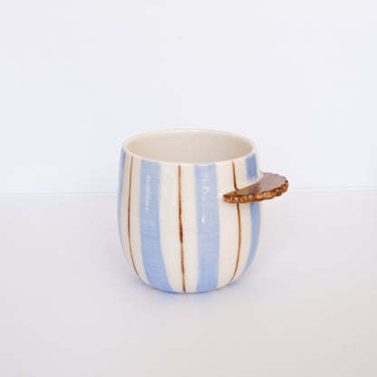 Blue & Brown Stripe Nubby Cup