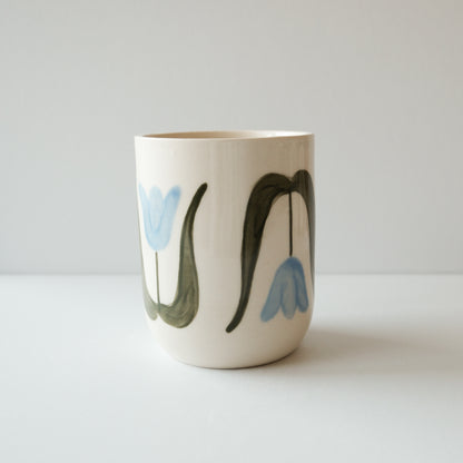 Blue Tulip Lidded Cup