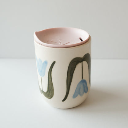 Blue Tulip Lidded Cup