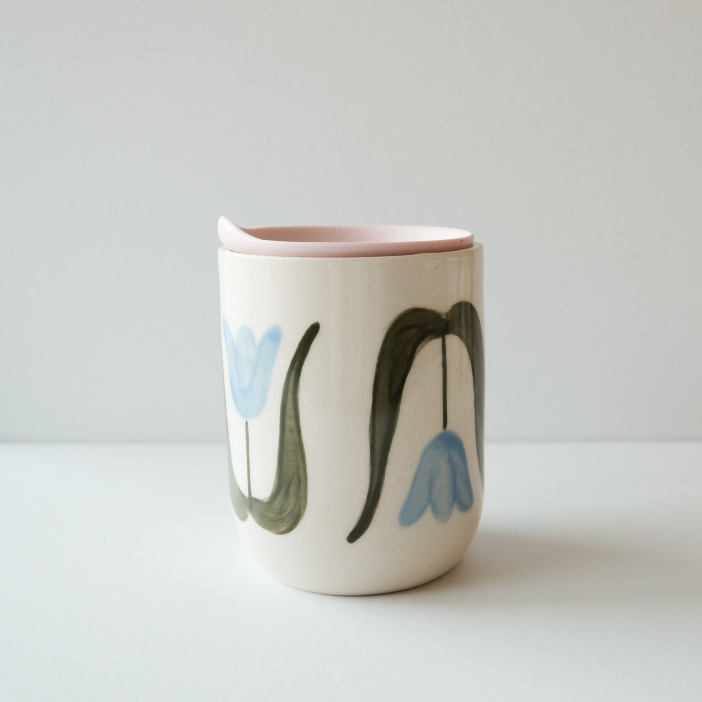 Blue Tulip Lidded Cup
