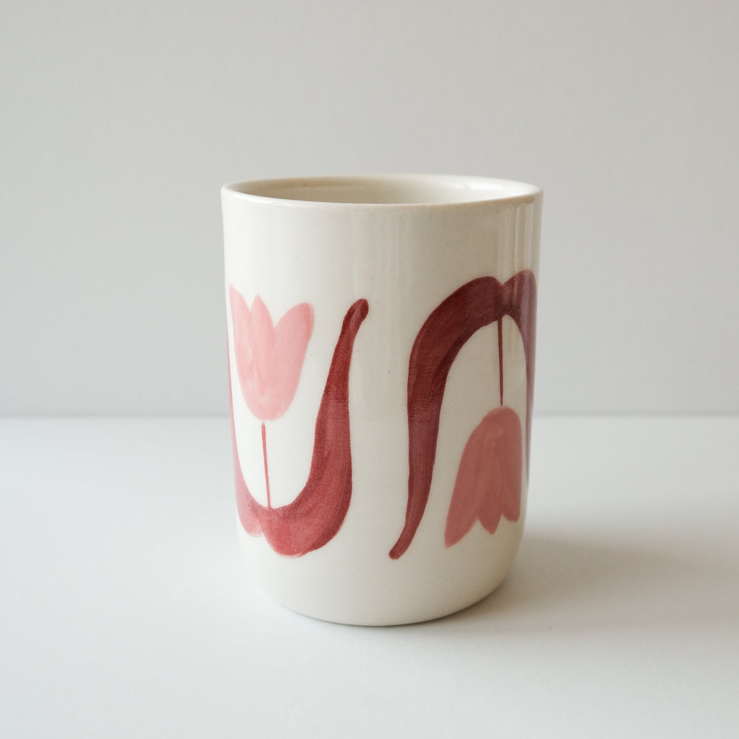 Pink Tulip Lidded Cup
