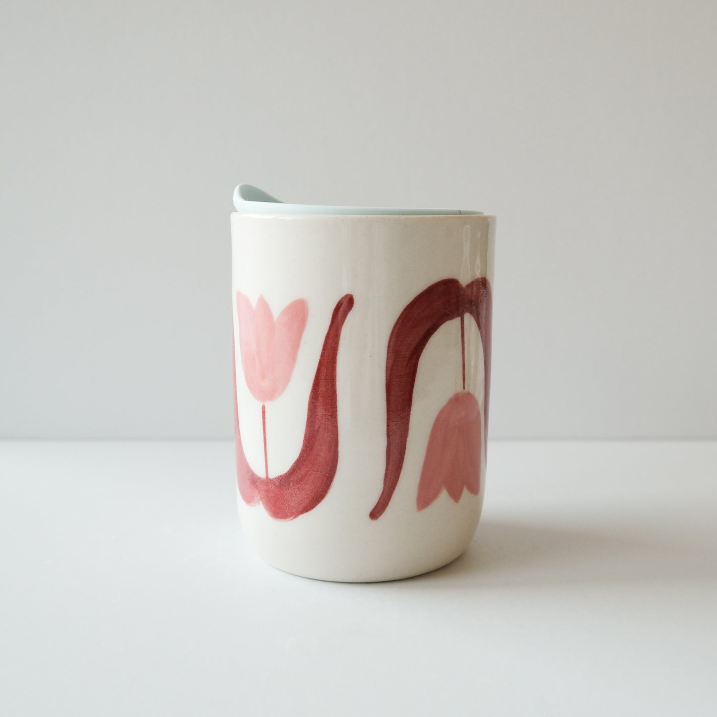 Pink Tulip Lidded Cup
