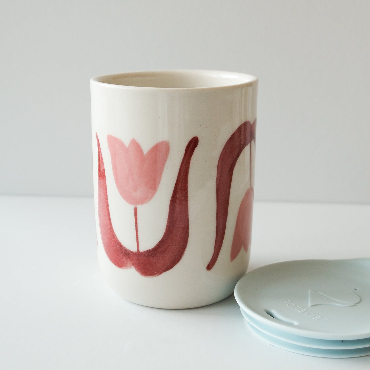 Pink Tulip Lidded Cup