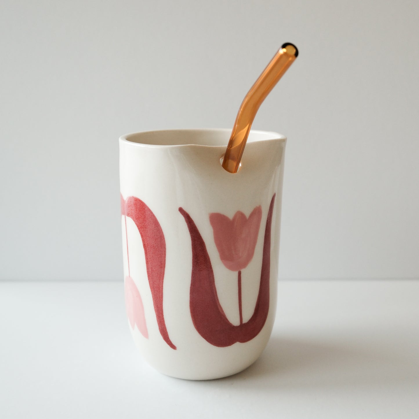 Pink Tulip Straw Tumbler