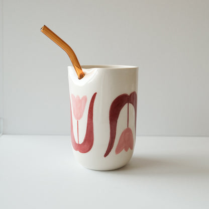 Pink Tulip Straw Tumbler