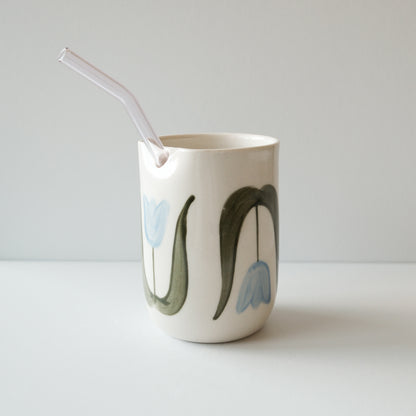 Blue Tulip Straw Tumbler