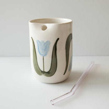 Blue Tulip Straw Tumbler