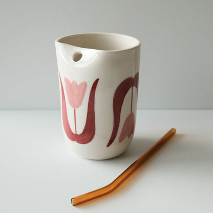 Pink Tulip Straw Tumbler