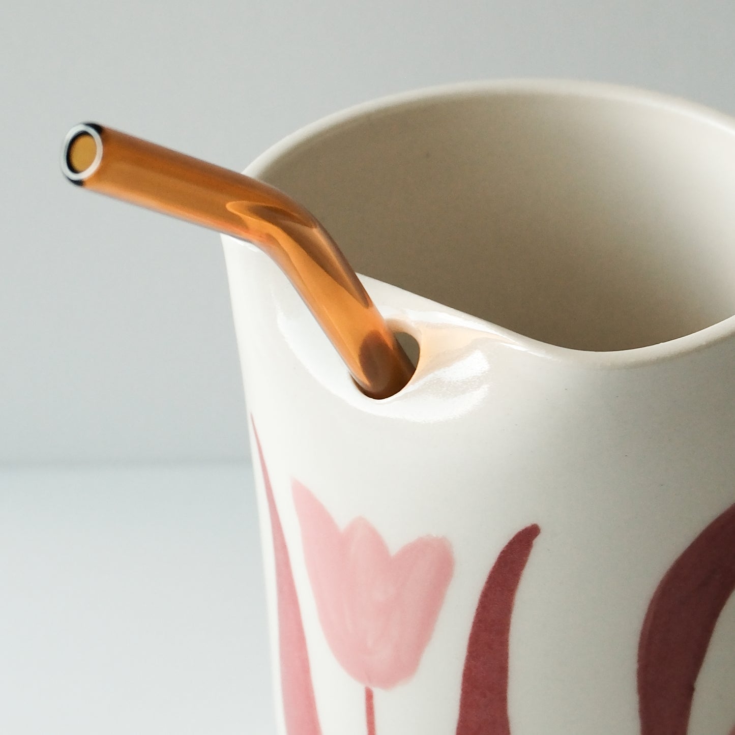Pink Tulip Straw Tumbler