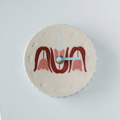 SECONDS Pink Tulip Wall Clock