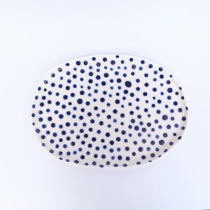 Large Blue Polka Dot Tray