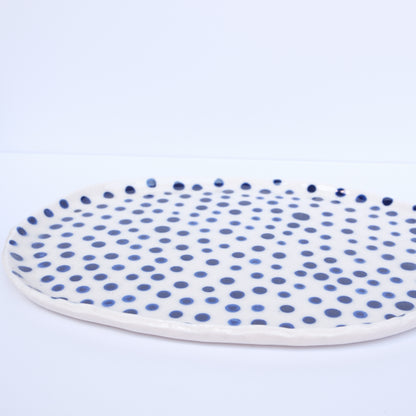 Large Blue Polka Dot Tray