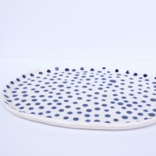 Large Blue Polka Dot Tray