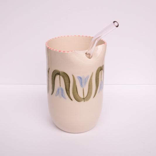 Blue Tulip Straw Tumbler