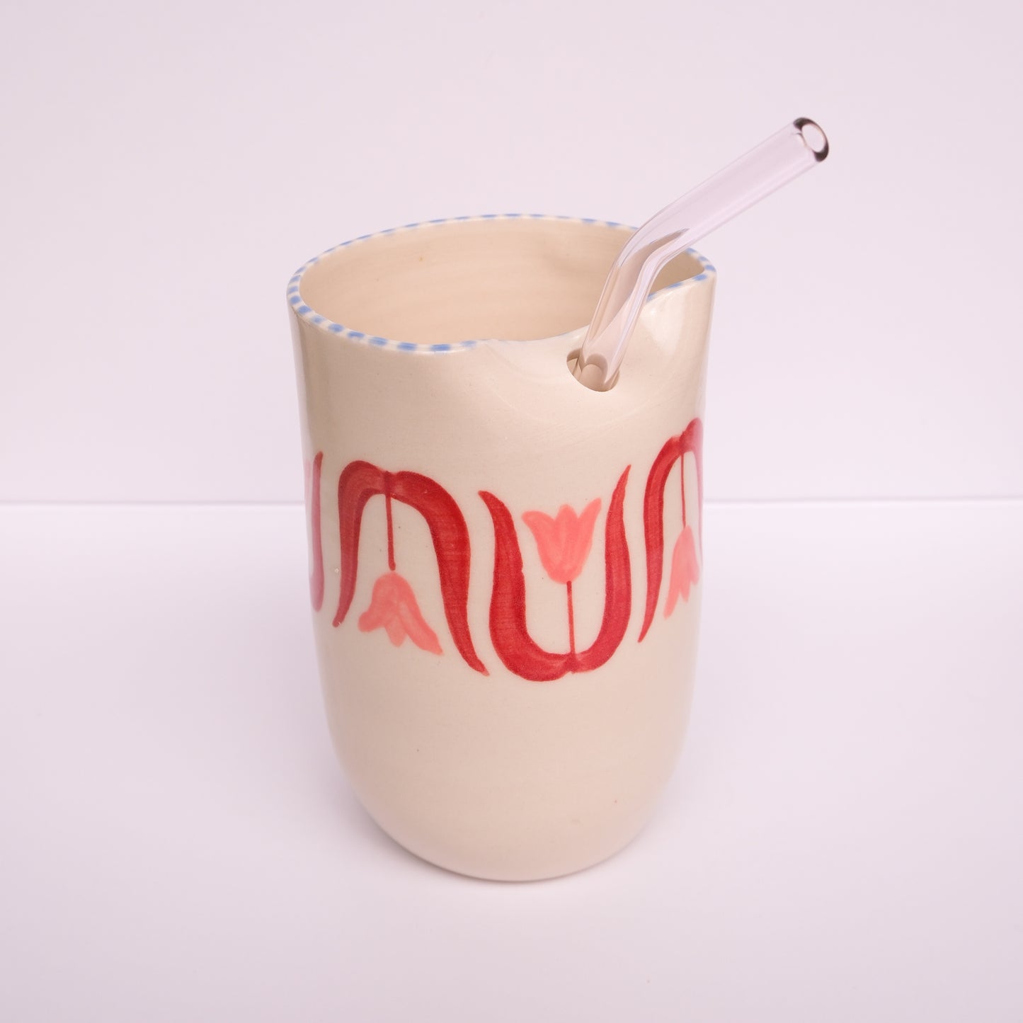 Pink Tulip Straw Tumbler