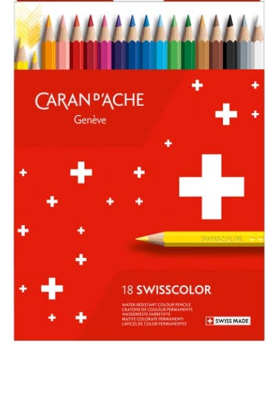 Caran d'Ache - Set of 18 Permanent Colored Pencils SWISSCOLOR