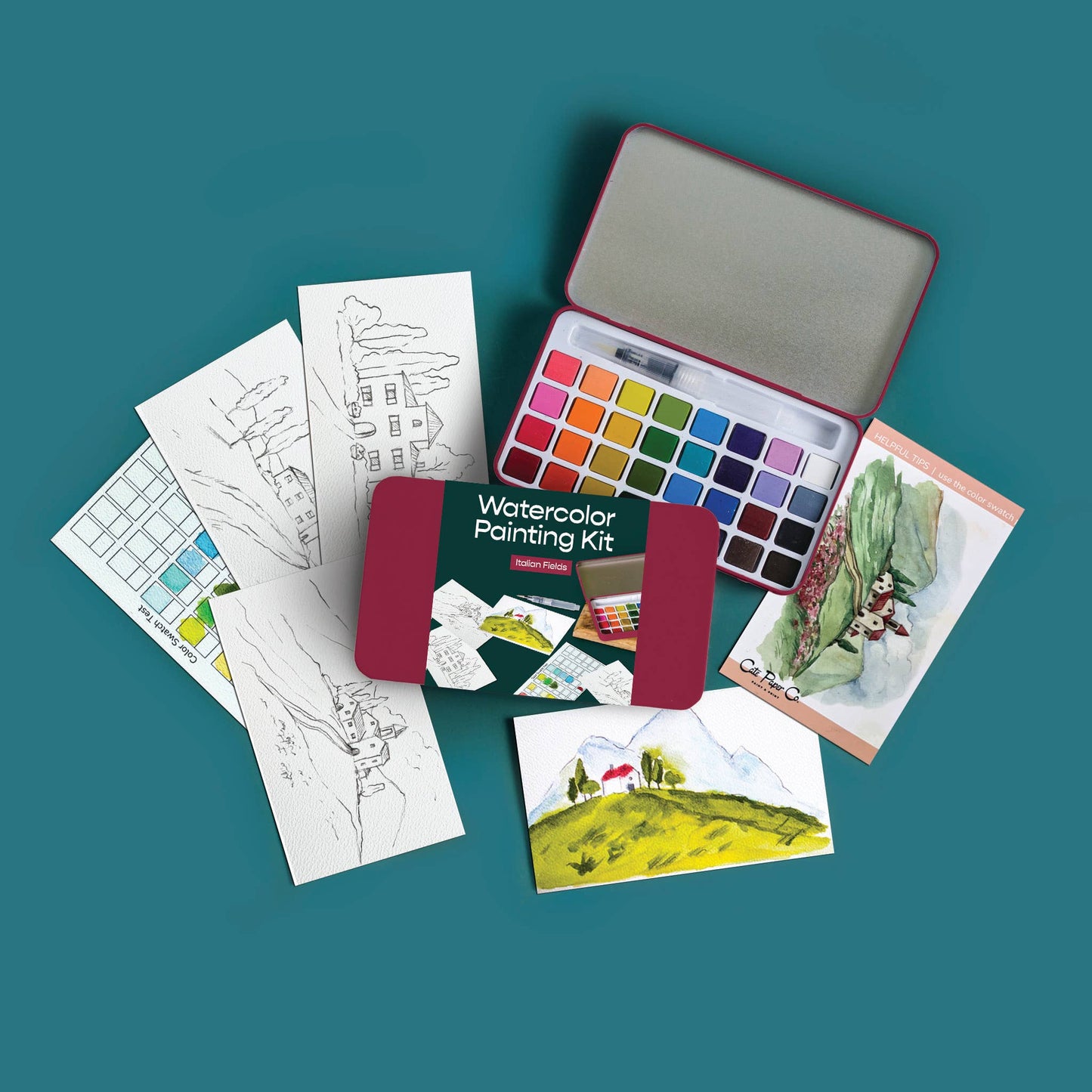 Cate Paper Co. - Italian Fields watercolor painting kit