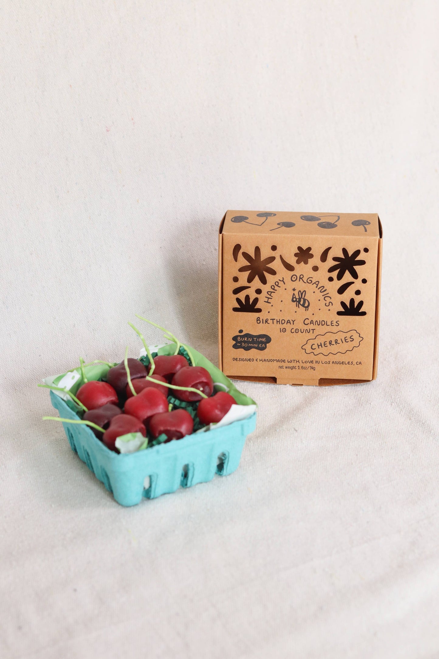 Happy Organics - Beeswax Dark Red Cherry Birthday Candle 10ct